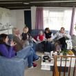 Bezoek in Veen. Vlnr Tessa, Ans, Caelan, Liam, Kate en Derrick