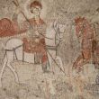 G&ouml;reme. Rotskerkfresco van St Joris en de draak (ligt op de grond)