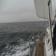 Slingerende zeegang op weg naar La Coru&ntilde;a. Voor ons de Tartaan