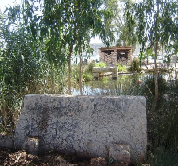 Sommige sarcophagen en resten van het antieke Teimiussa staan in het water