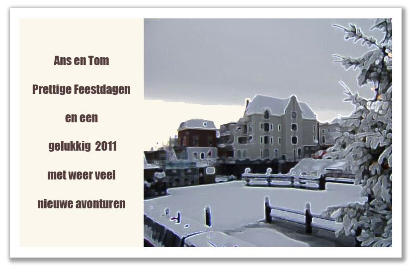 De traditionele jaarlijkse nieuwjaarswens van Wim van Heel toont ditmaal het gebouw bij het sluisje van Gorcum, waar we een appartementje kochten