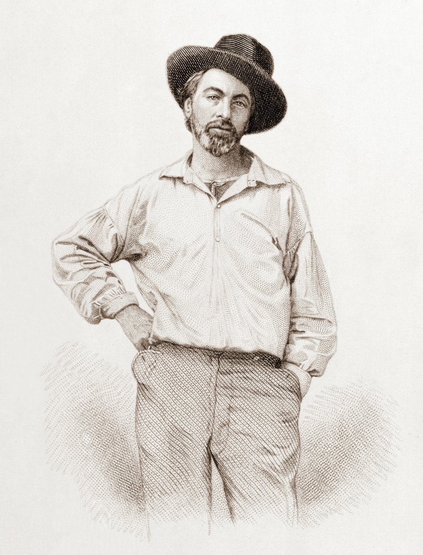 Walt Whitman in 1854, de tijd dat hij 'Leaves of grass' schreef