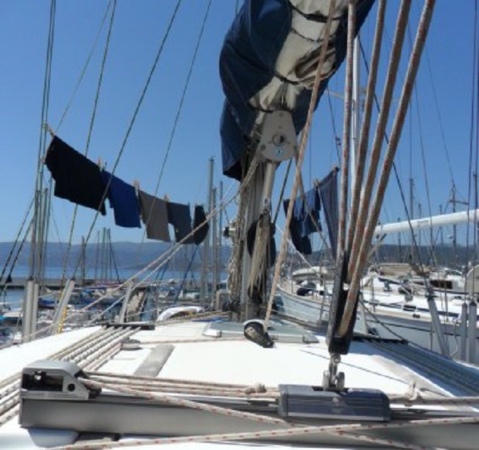 Nog steeds op de wal. De was is supersnel droog.