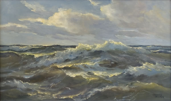 Schilderij van een grondzee. Zeegezicht van Meeuwis van Buuren (1902 - 1992)