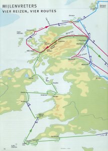 In rood: een deel van de route van Dulce (uit: Zeilen)