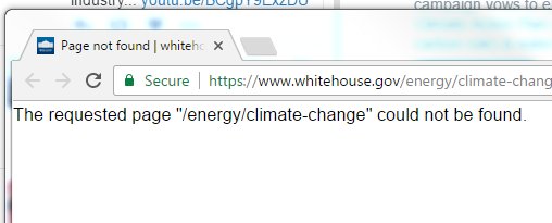 Direct na de inauguratie van Trump werd de website van het Witte Huis over klimaatverandering offline gehaald.