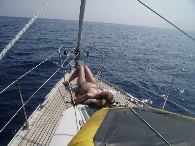 Floor zont op het voordek