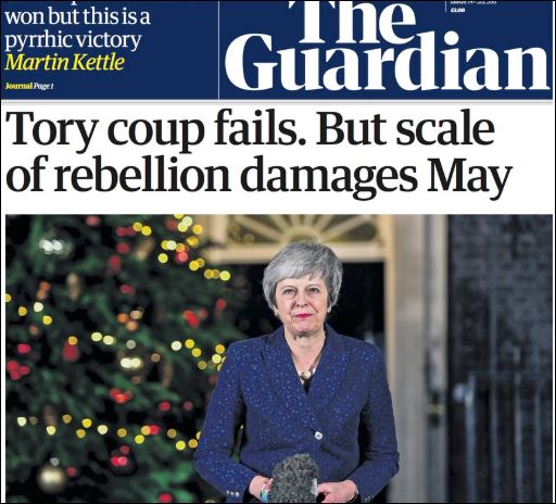 Voorpagina van The Guardian deze ochtend.