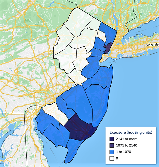 Kaart van de overstromingsrisico