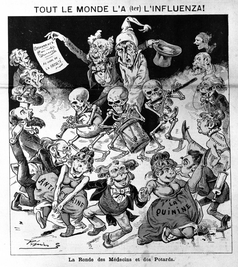 De Russische griep, cartoon van Pépin (E. Guillaumin) uit 1889, hier nog 