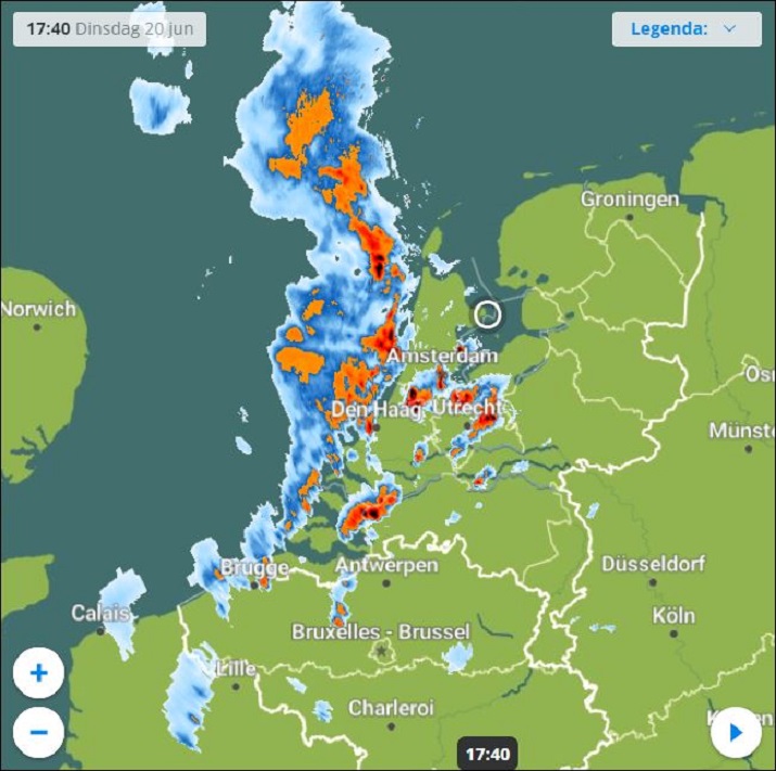 Buienradar voor 17.40 uur vandaag.