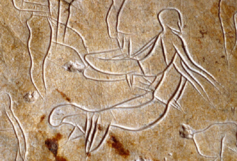 Zelfverwurging in de oudheid. tekening in de Addaura grot  bij Palermo (