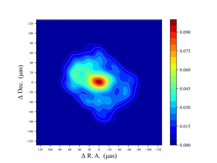 Nieuwe radio-opname van Sagittarius A*, het zwarte gat in het centrum van de Melkweg (Credit Miyoshi et al..)